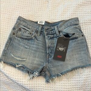 Levi's Blue Jean Shorts with Distressed Details